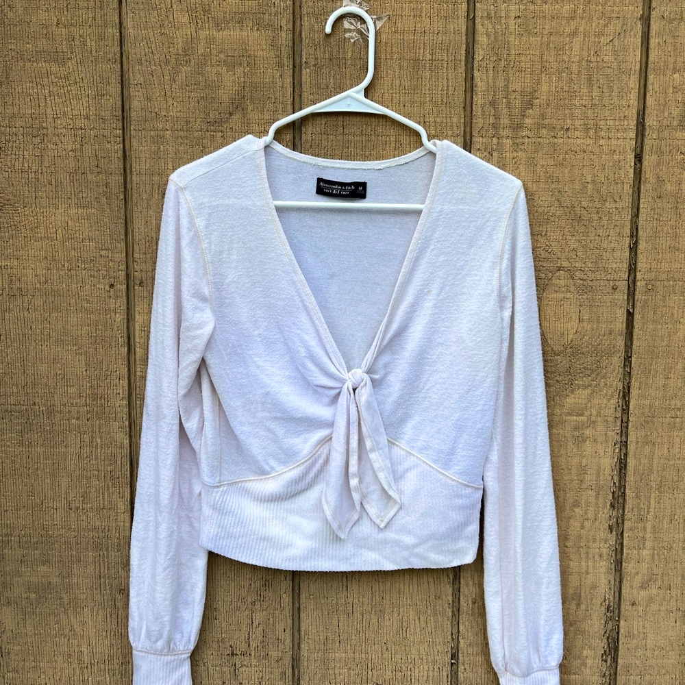 Cozy Long Sleeve Crop Knotted Blouse